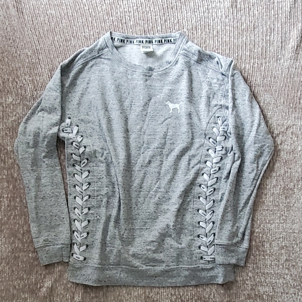 VS PINK Lace Up Side Crewneck Sweatshirt